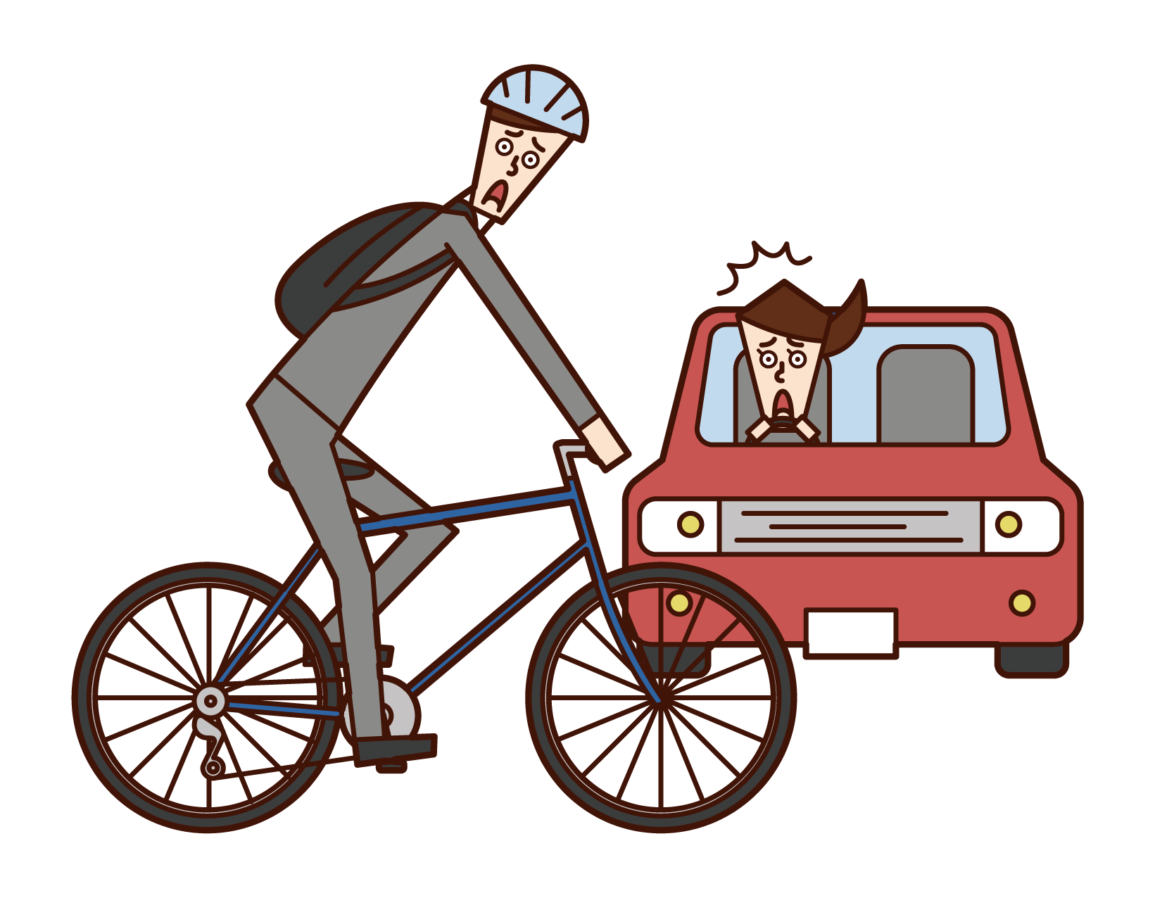 騎自行車撞車的人（男性）的插圖