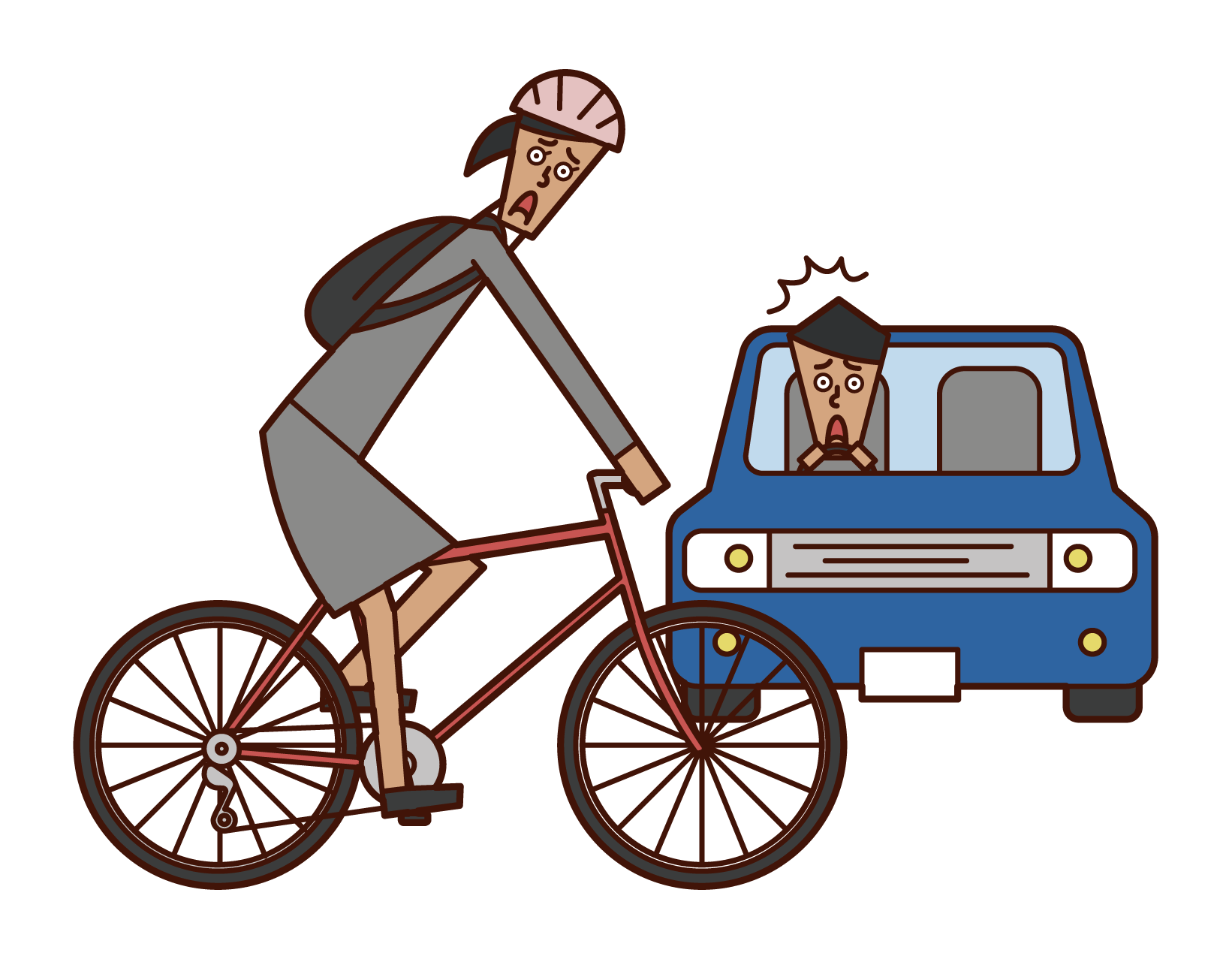自転車と自動車の交通事故のイラスト フリーイラスト素材 Kukukeke ククケケ