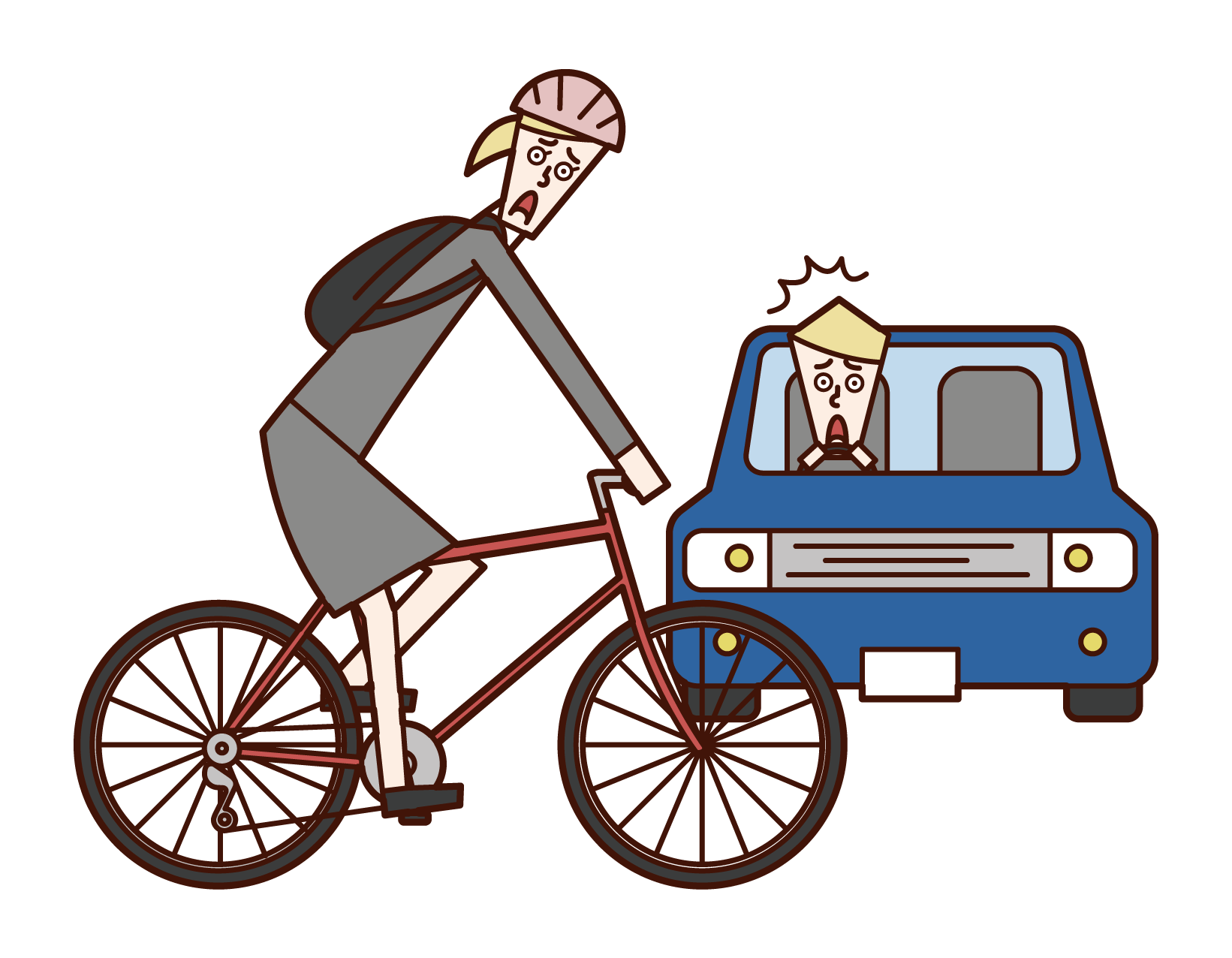 自行車和汽車交通事故插圖