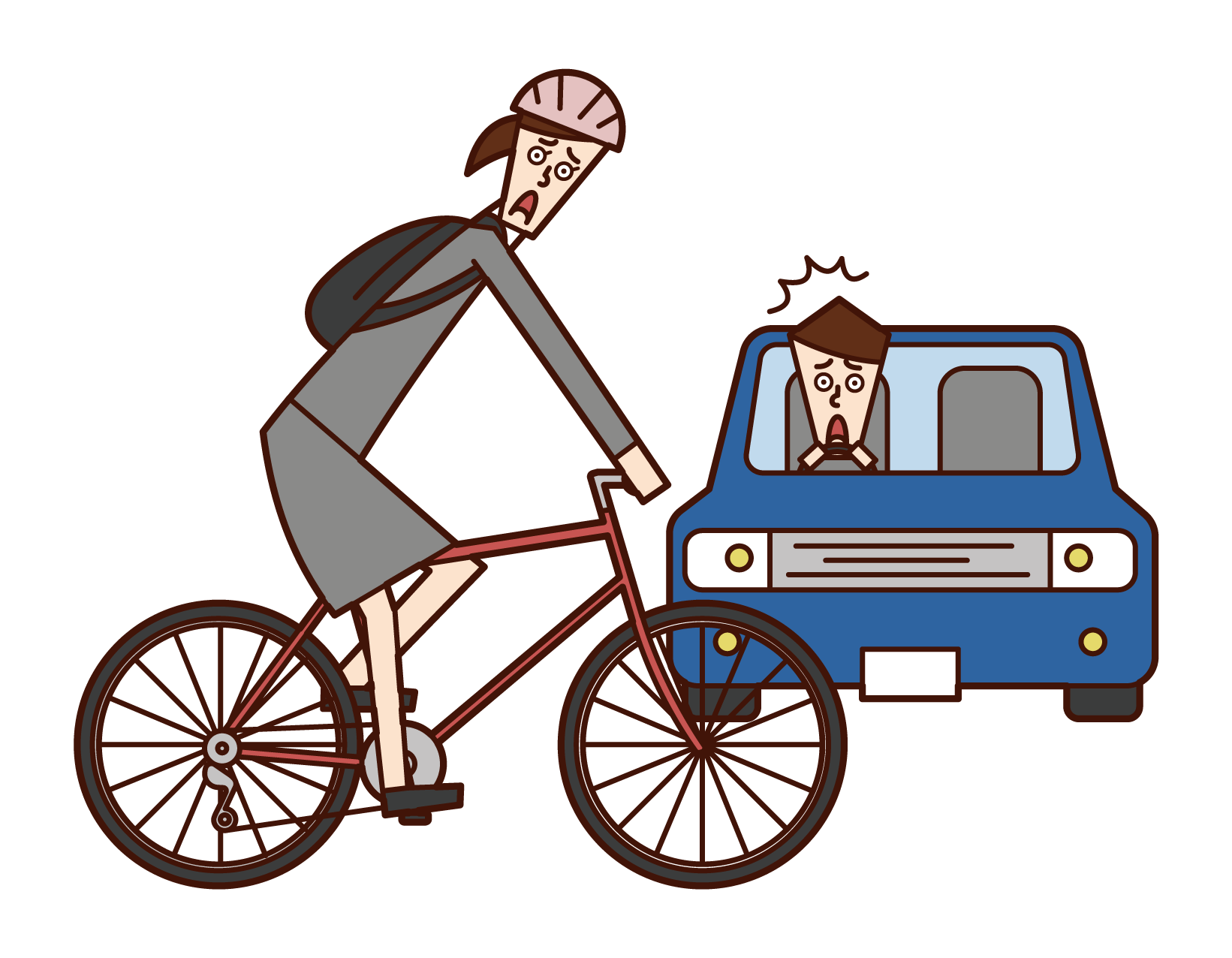 Illustration of bicycle and car traffic accident