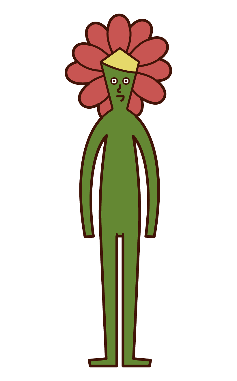 Illustration of a person (man) in the form of a flower