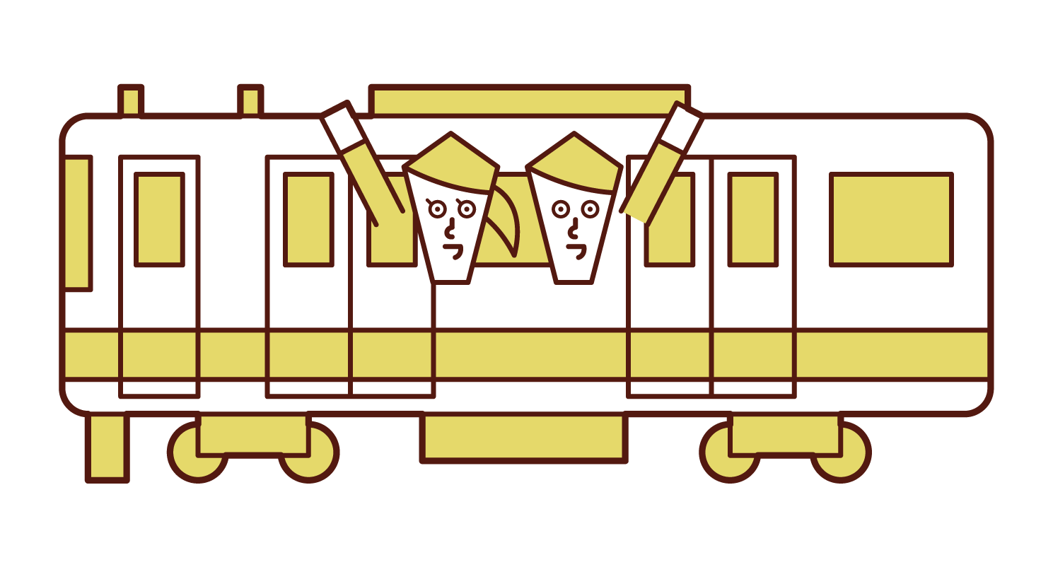 Illustration of a couple getting on a train