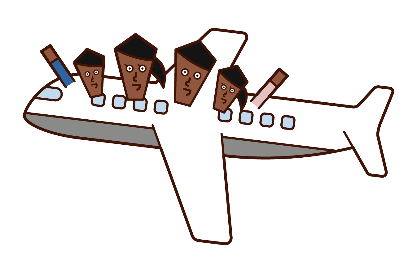 飛機上的家庭插圖