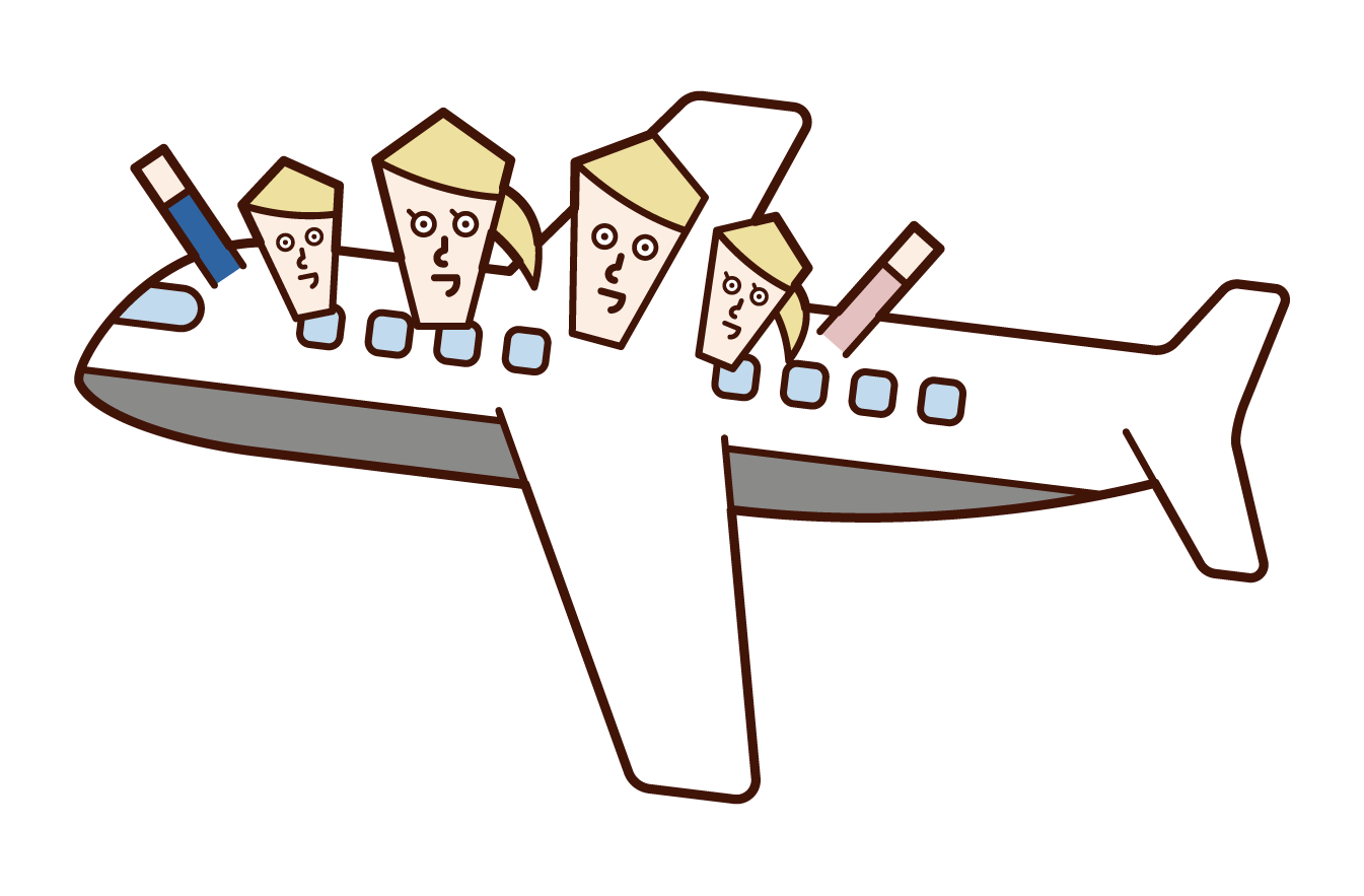 飛機上的家庭插圖