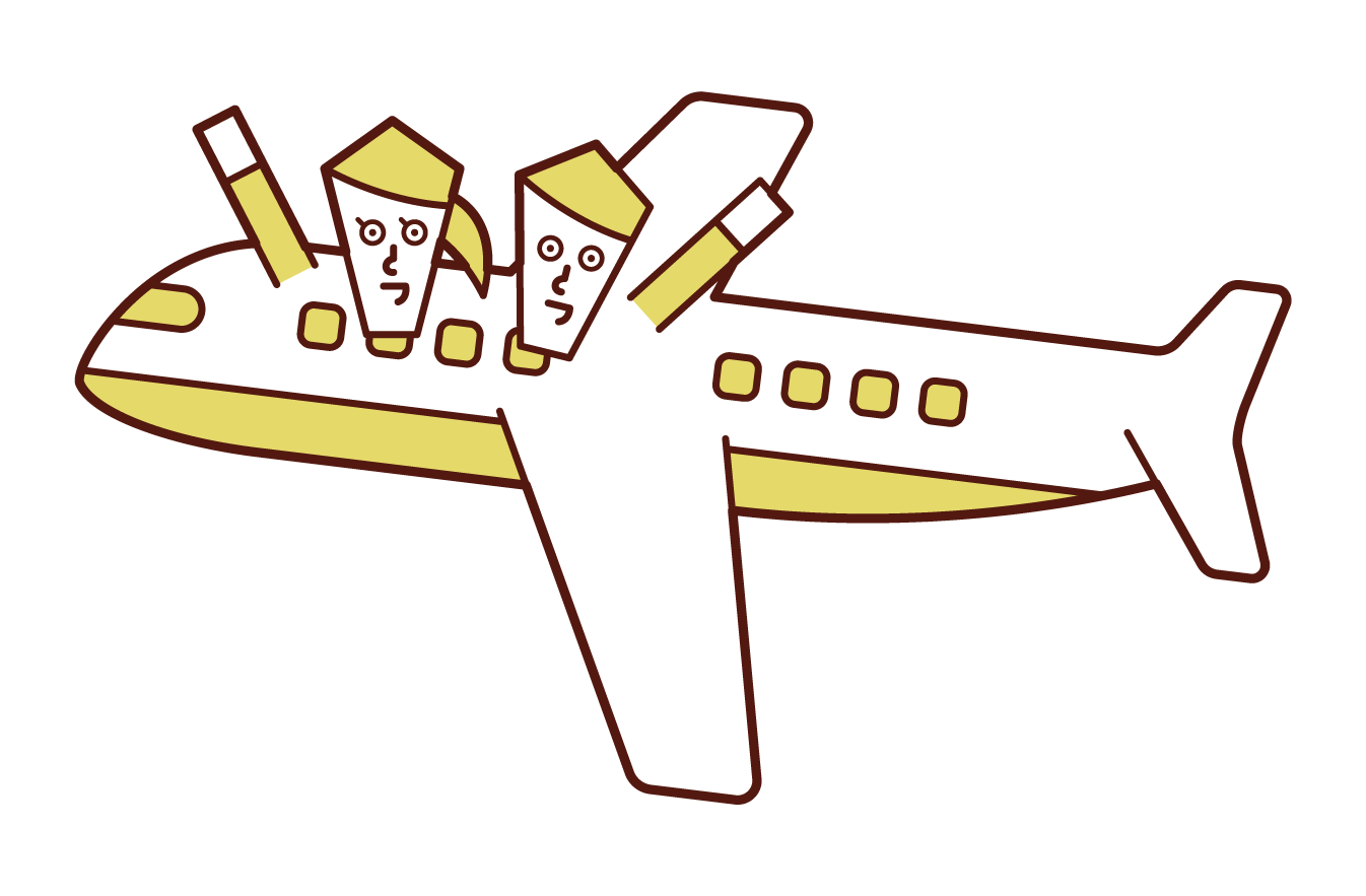 Illustration of a couple getting on a plane