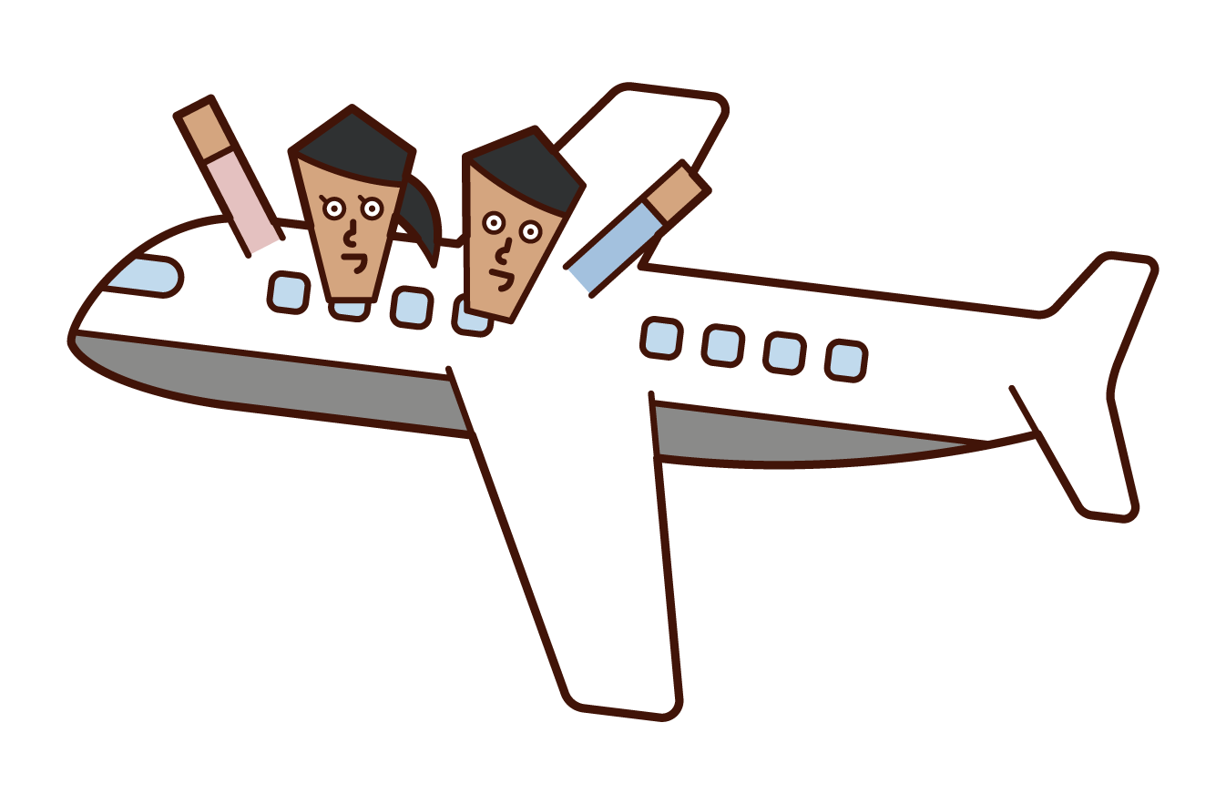 Illustration of a couple getting on a plane