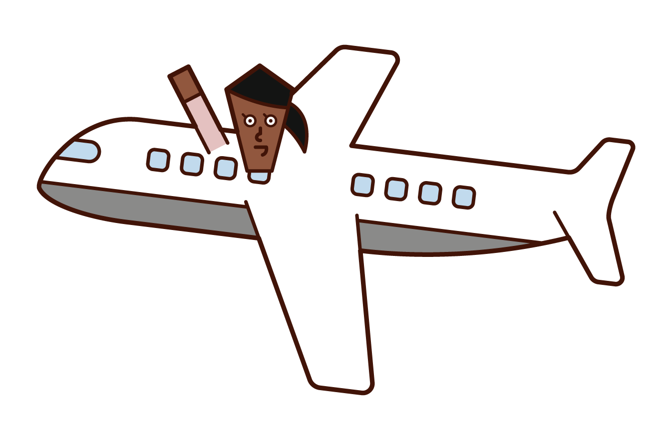 乘飛機的人（女性）的插圖