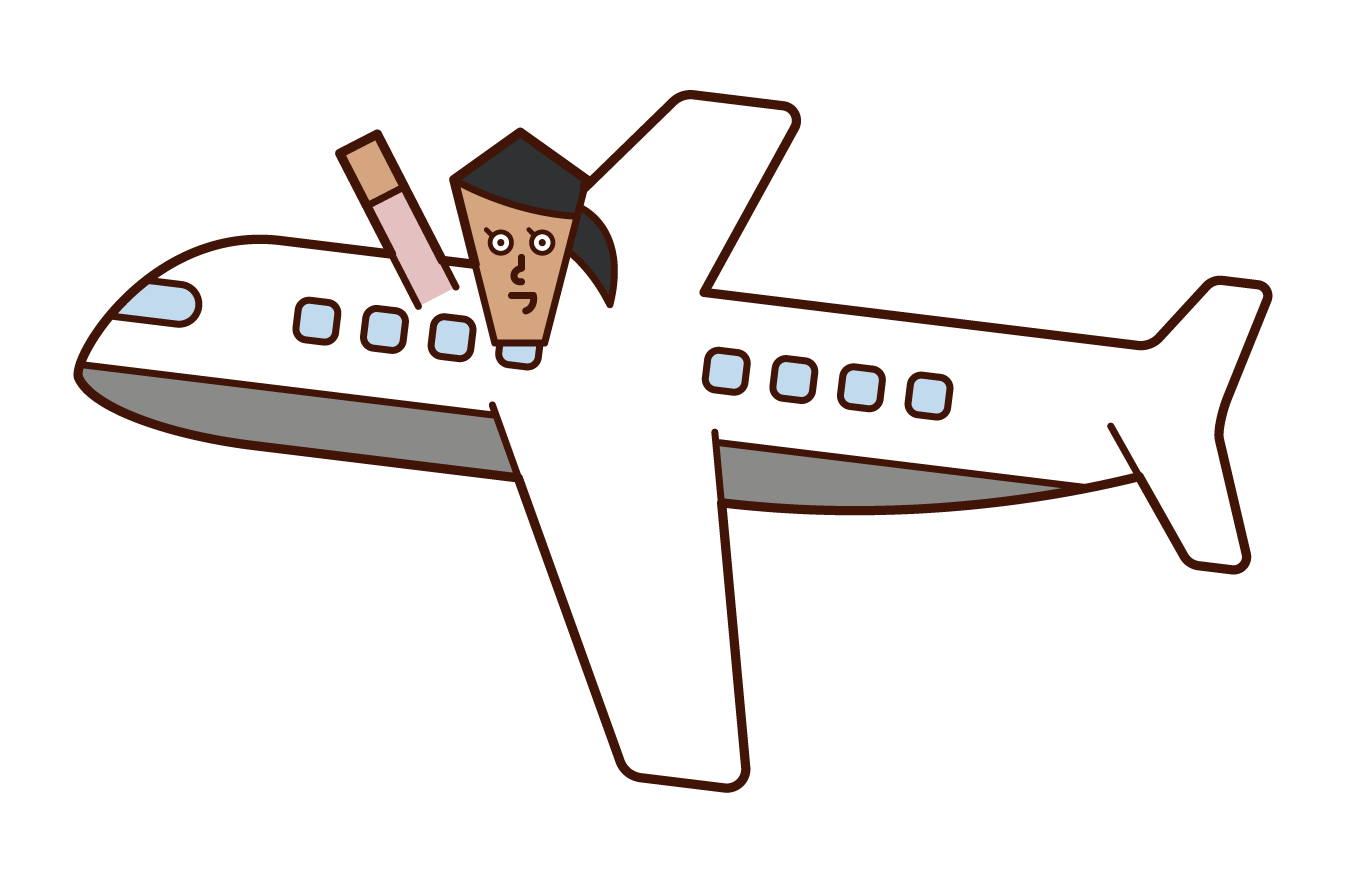 乘飛機的人（女性）的插圖
