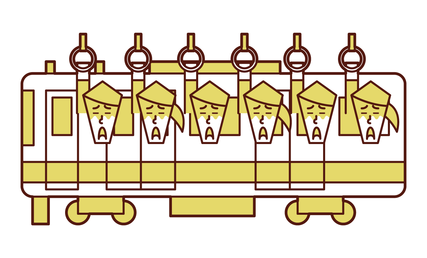 Illustration of crowded train and train commuting
