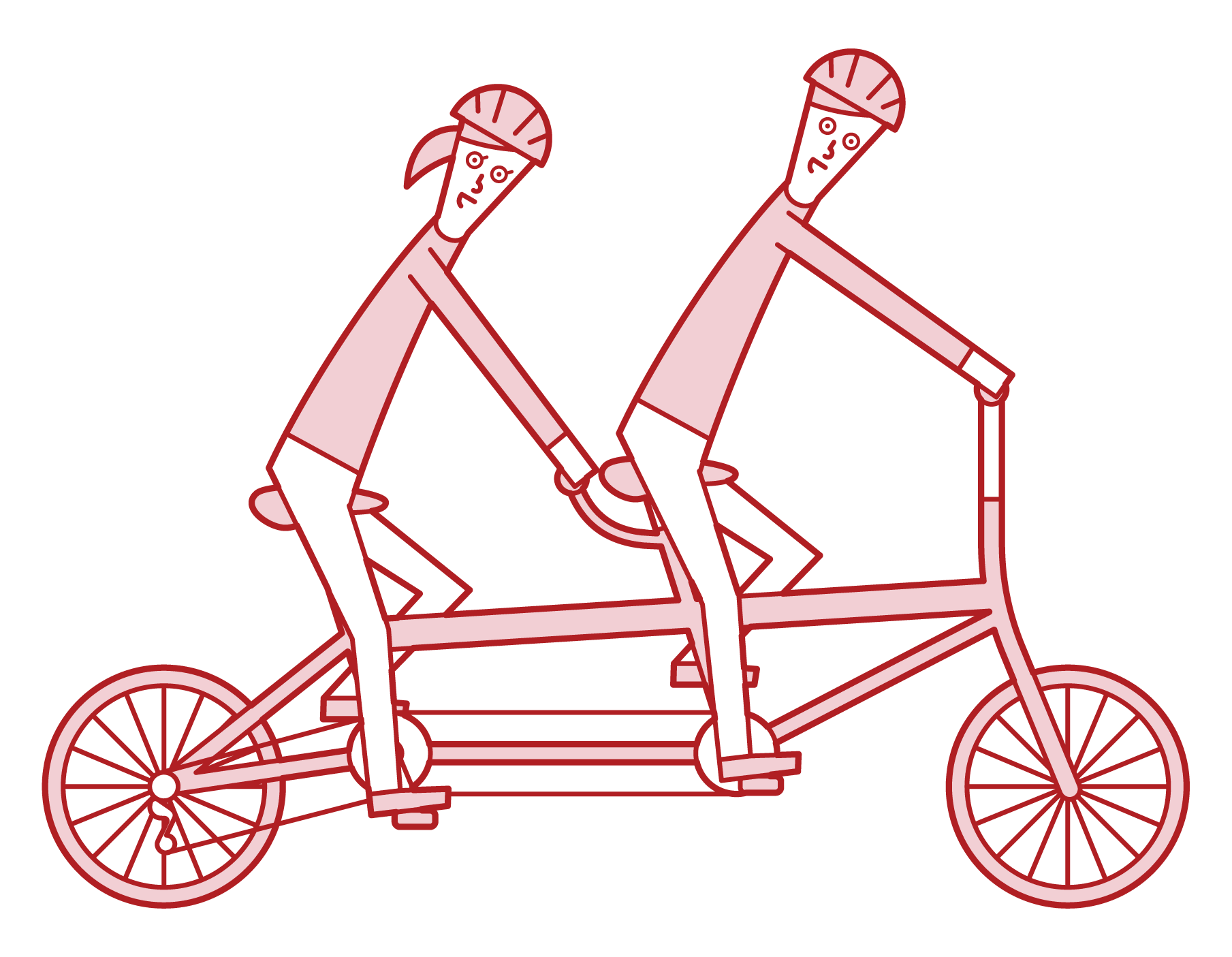 タンデム自転車に乗る人たちのイラスト