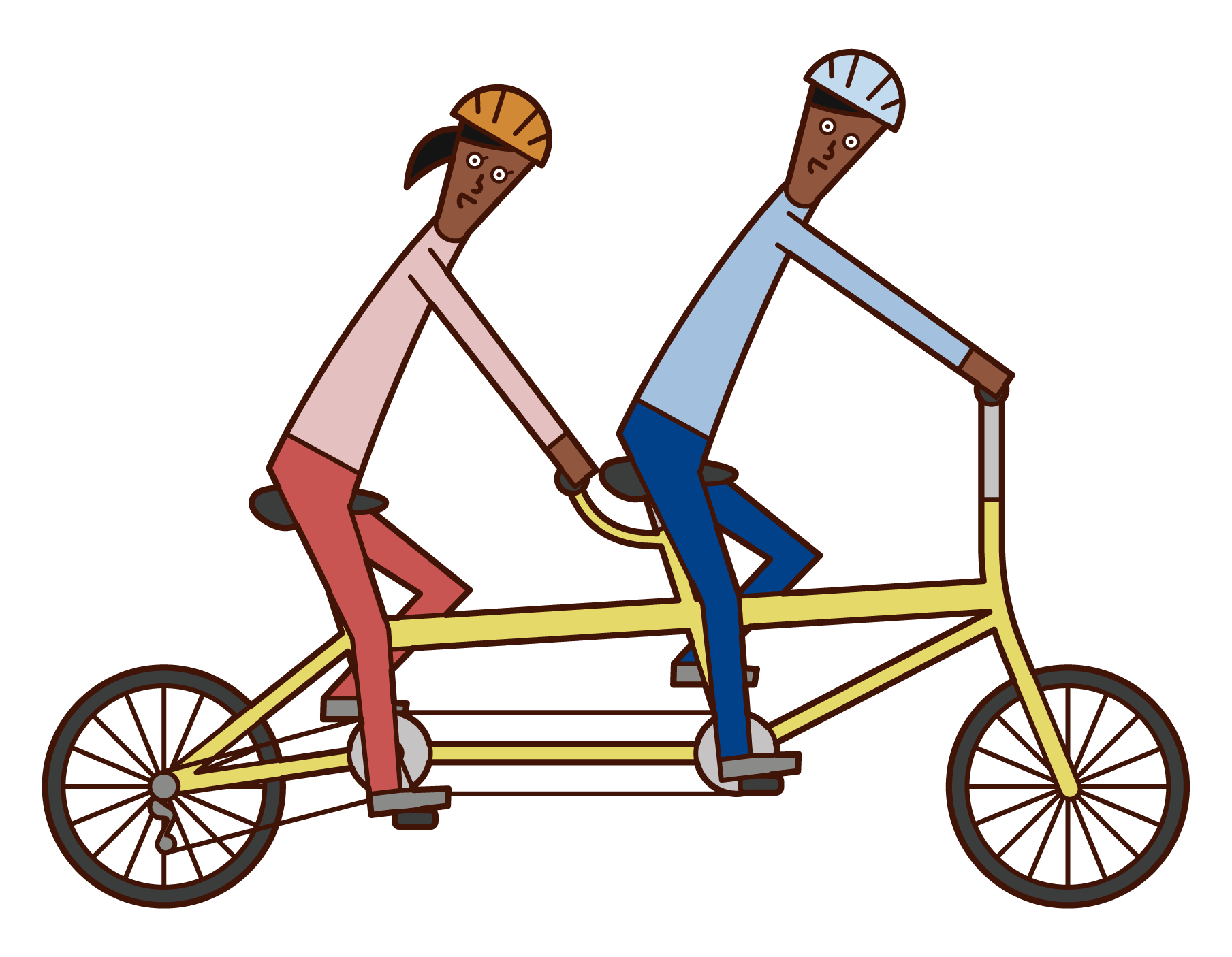 タンデム自転車に乗る人たちのイラスト フリーイラスト素材 Kukukeke ククケケ