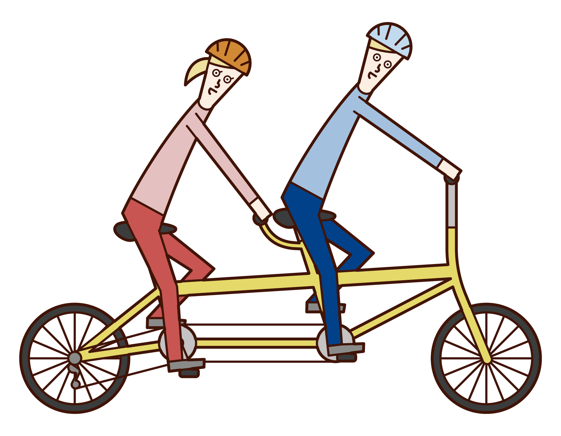 タンデム自転車に乗る人たちのイラスト フリーイラスト素材 Kukukeke ククケケ