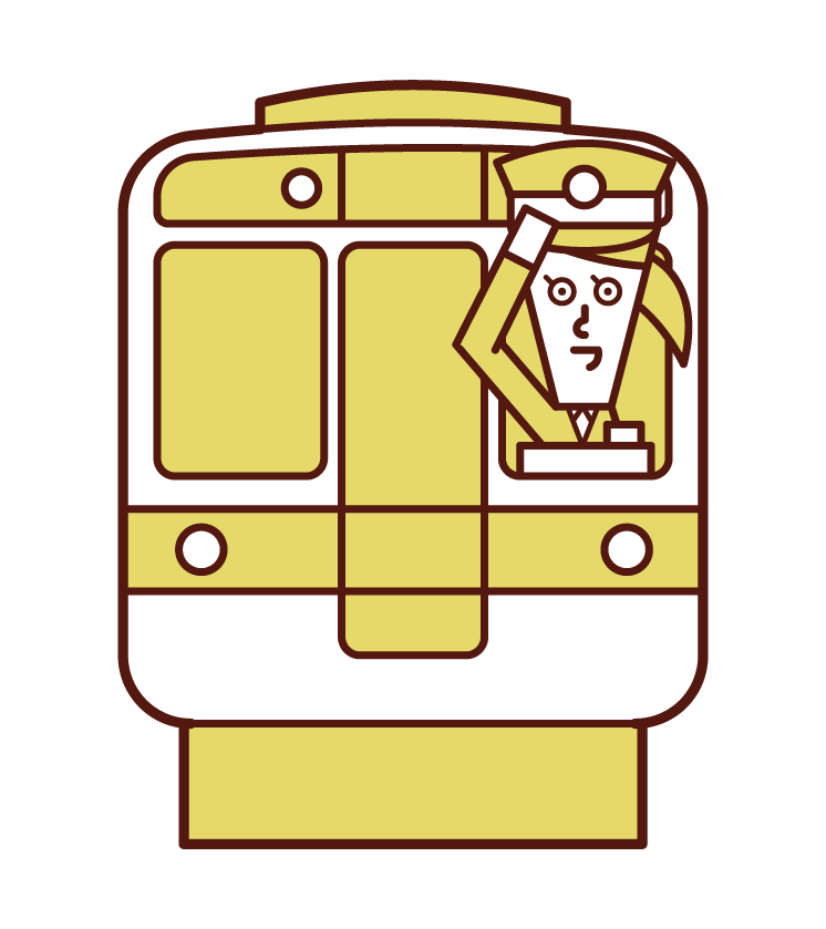 Illustration of train conductor and driver (female)