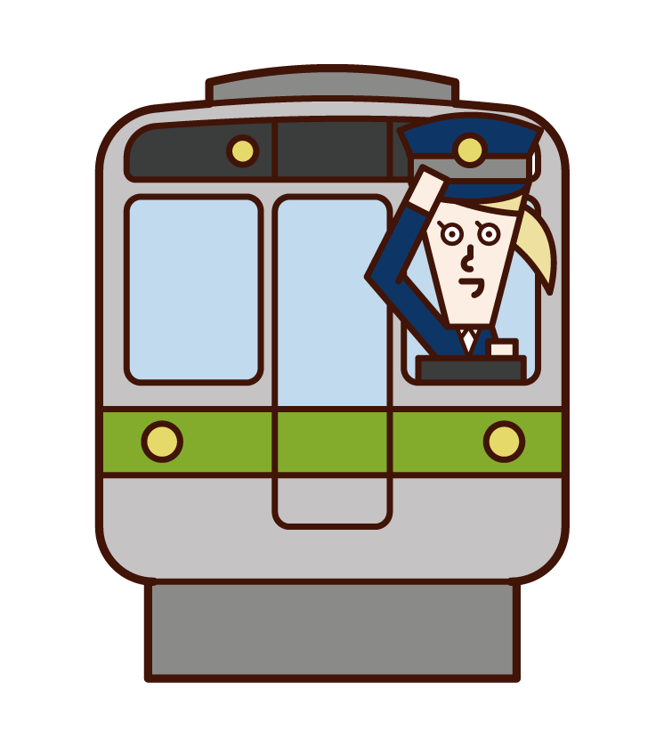火車售票員和司機（女性）插圖