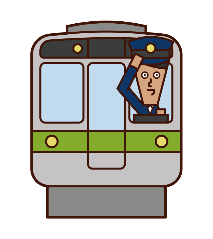 Illustration of train conductor and driver (male)