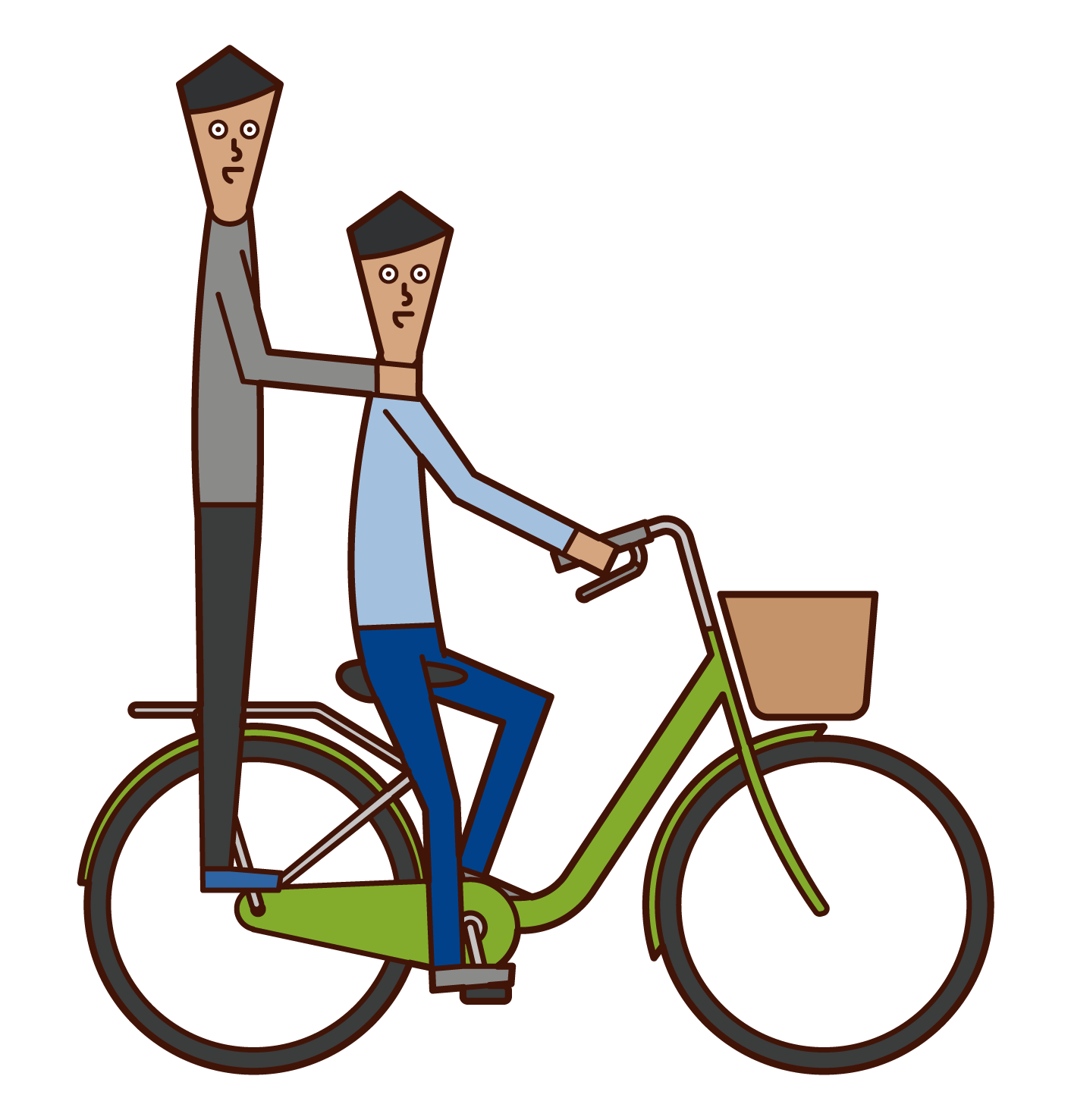 두 사람이 자전거를 타는 사람들의 일러스트