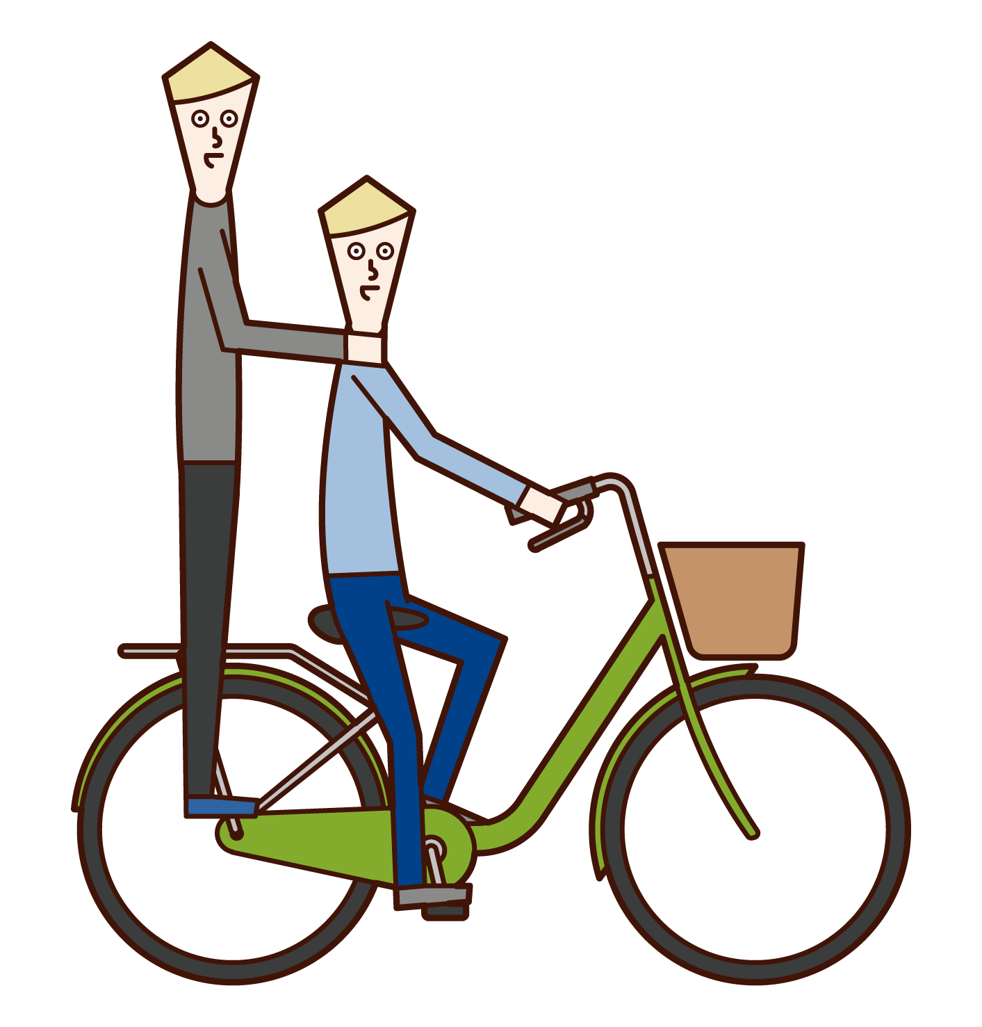 自転車に二人乗りする人たちのイラスト フリーイラスト素材 Kukukeke ククケケ