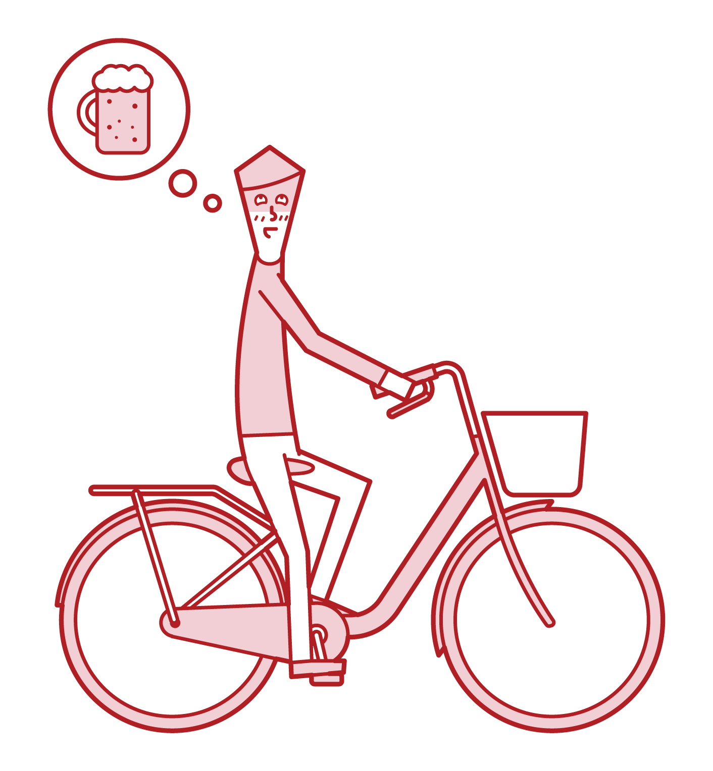 자전거로 음주 운전을 하는 사람(남성)의 일러스트
