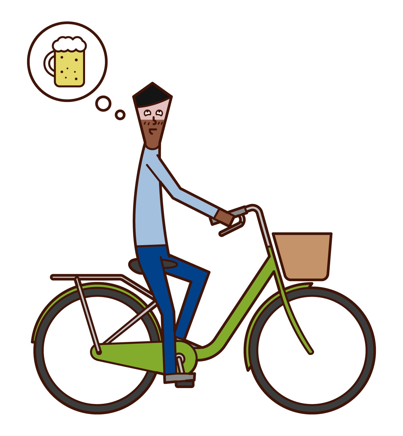 騎自行車酒後駕車的人（男性）的插圖