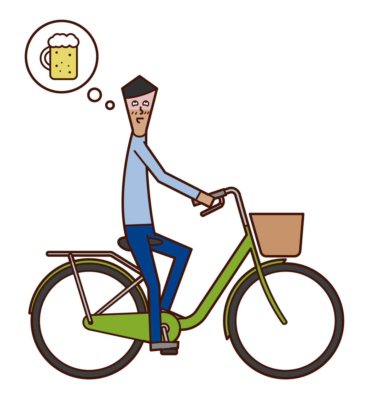 自転車で飲酒運転をする人（男性）のイラスト