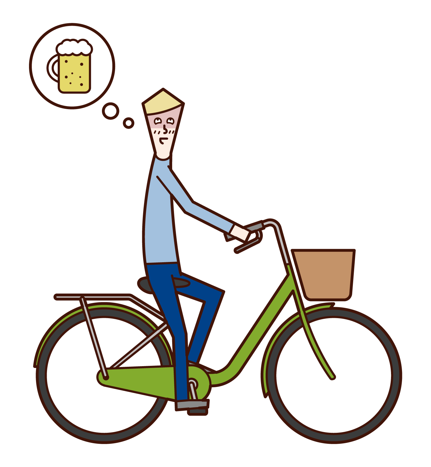 自転車で飲酒運転をする人（男性）のイラスト