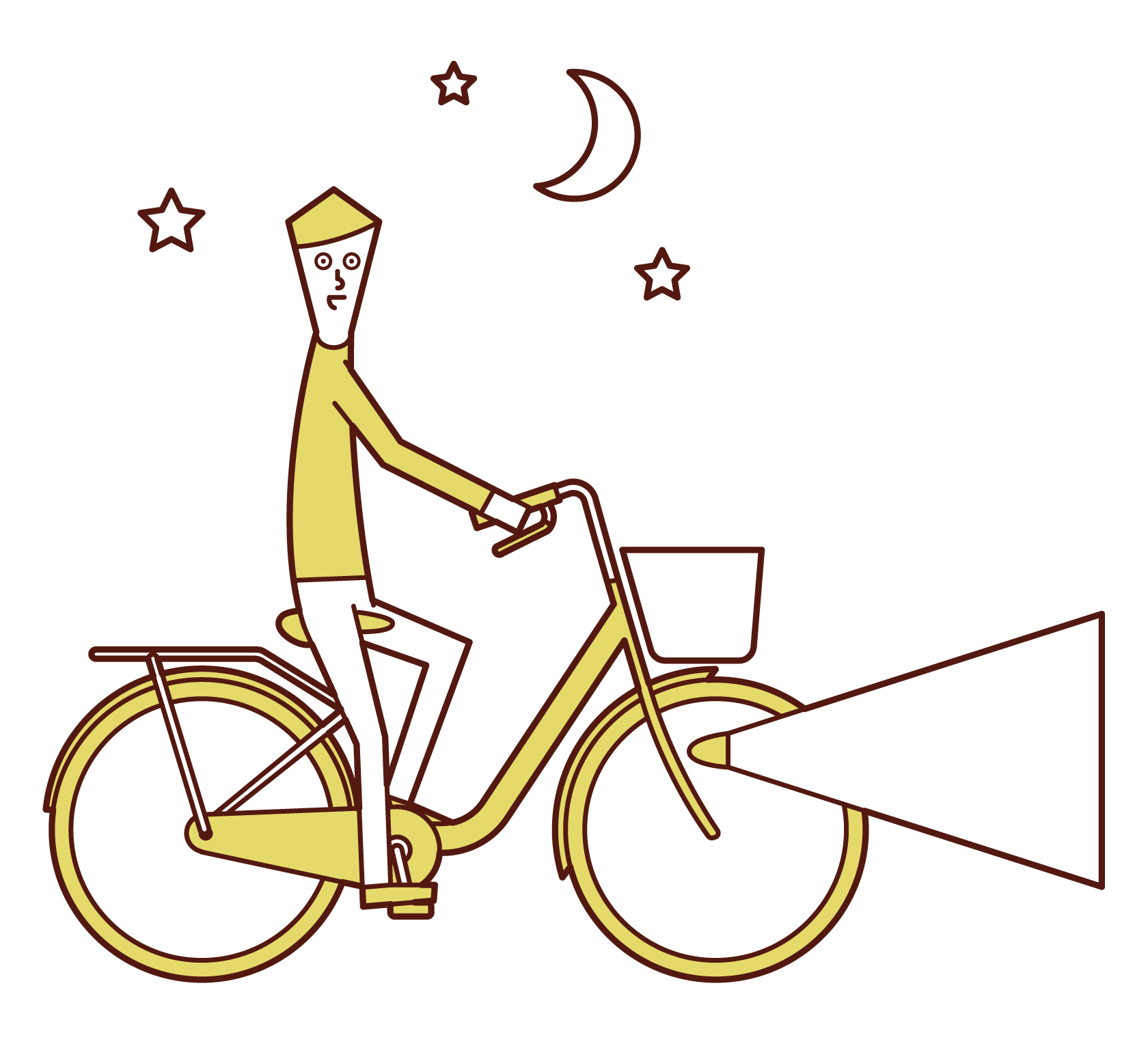 夜間點燃自行車的人（男性）插圖