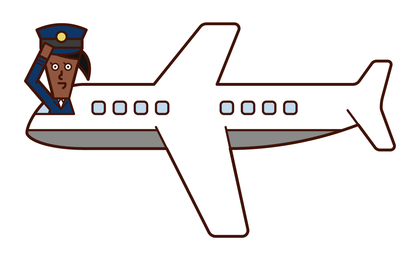 飛機機長和飛行員（女性）的插圖