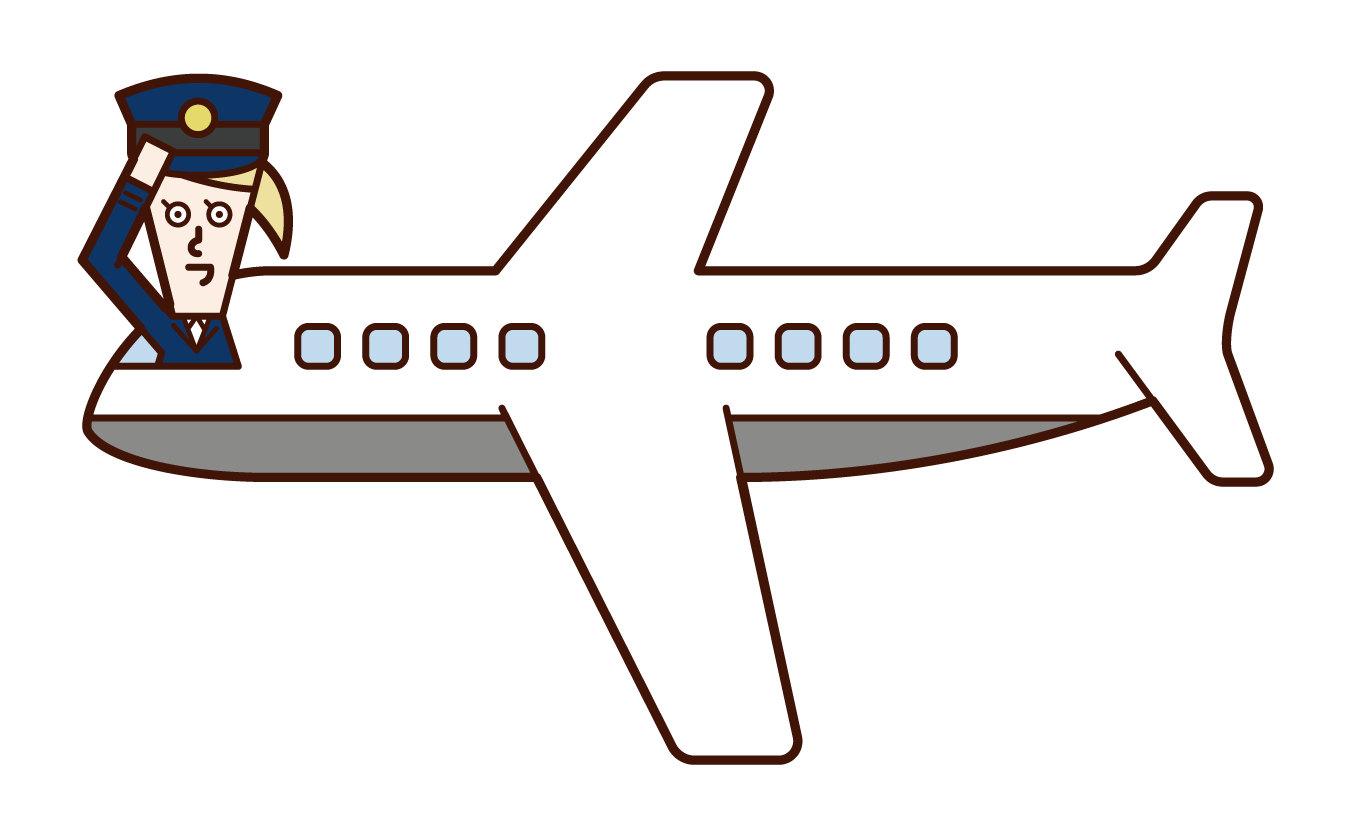 飛機機長和飛行員（女性）的插圖