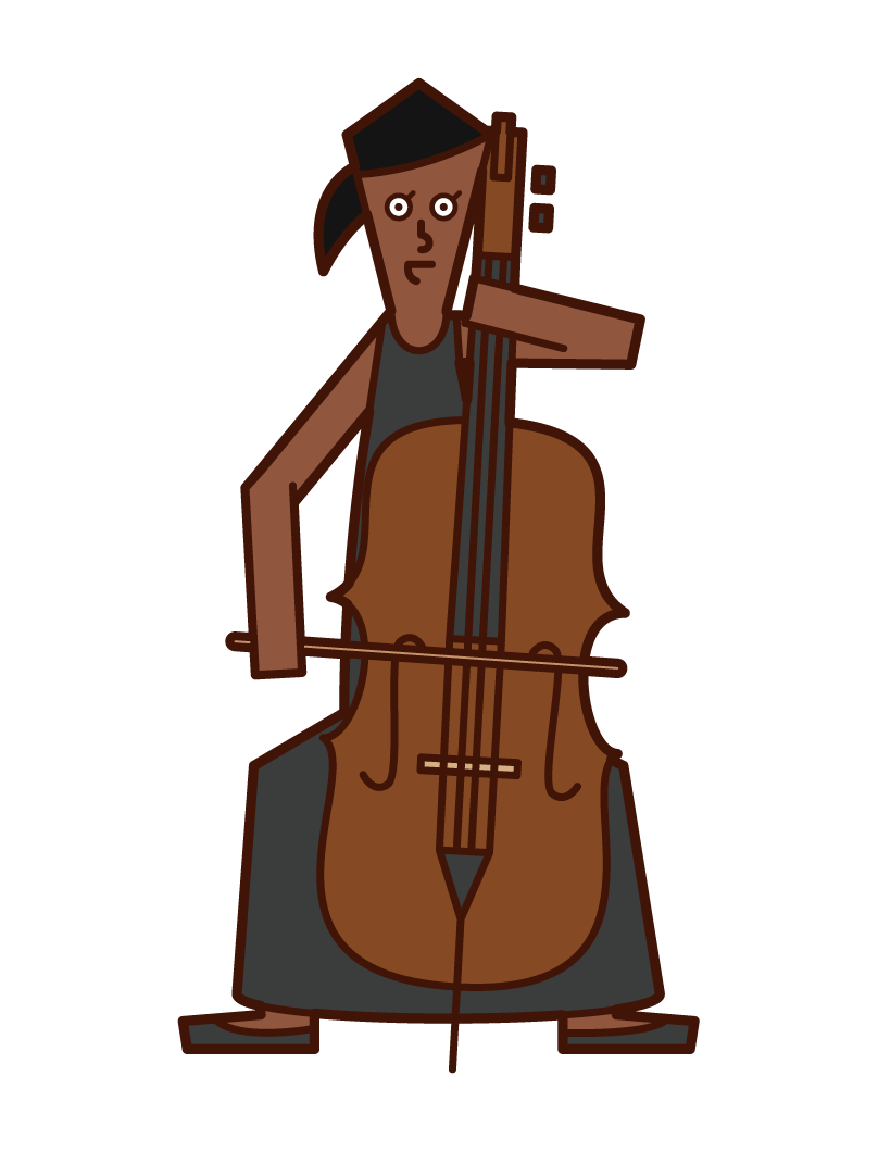 大提琴家（女性）插圖