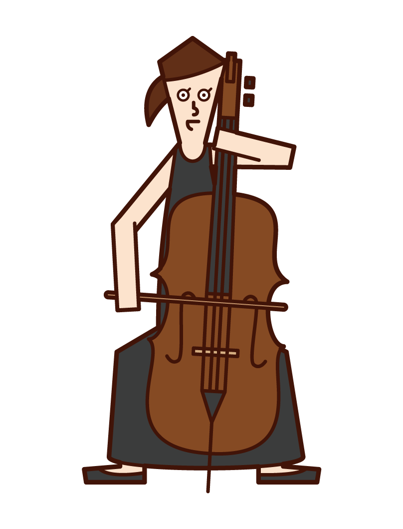 大提琴家（女性）插圖