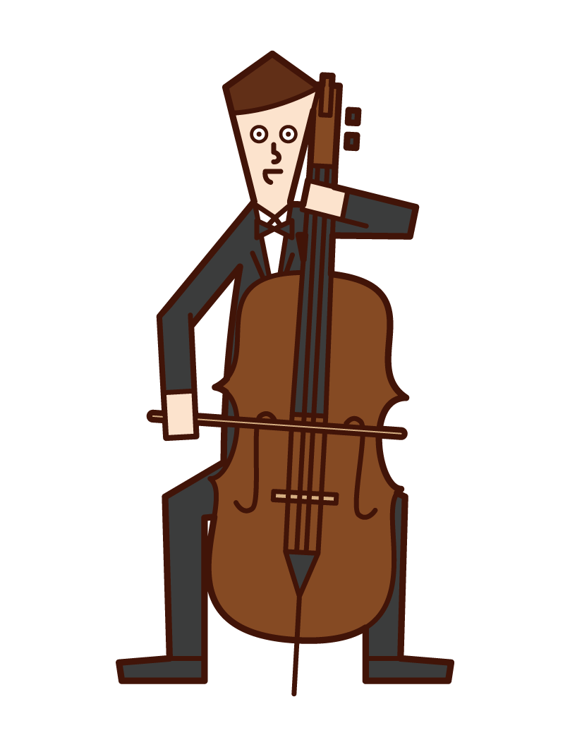 大提琴家（男性）插圖