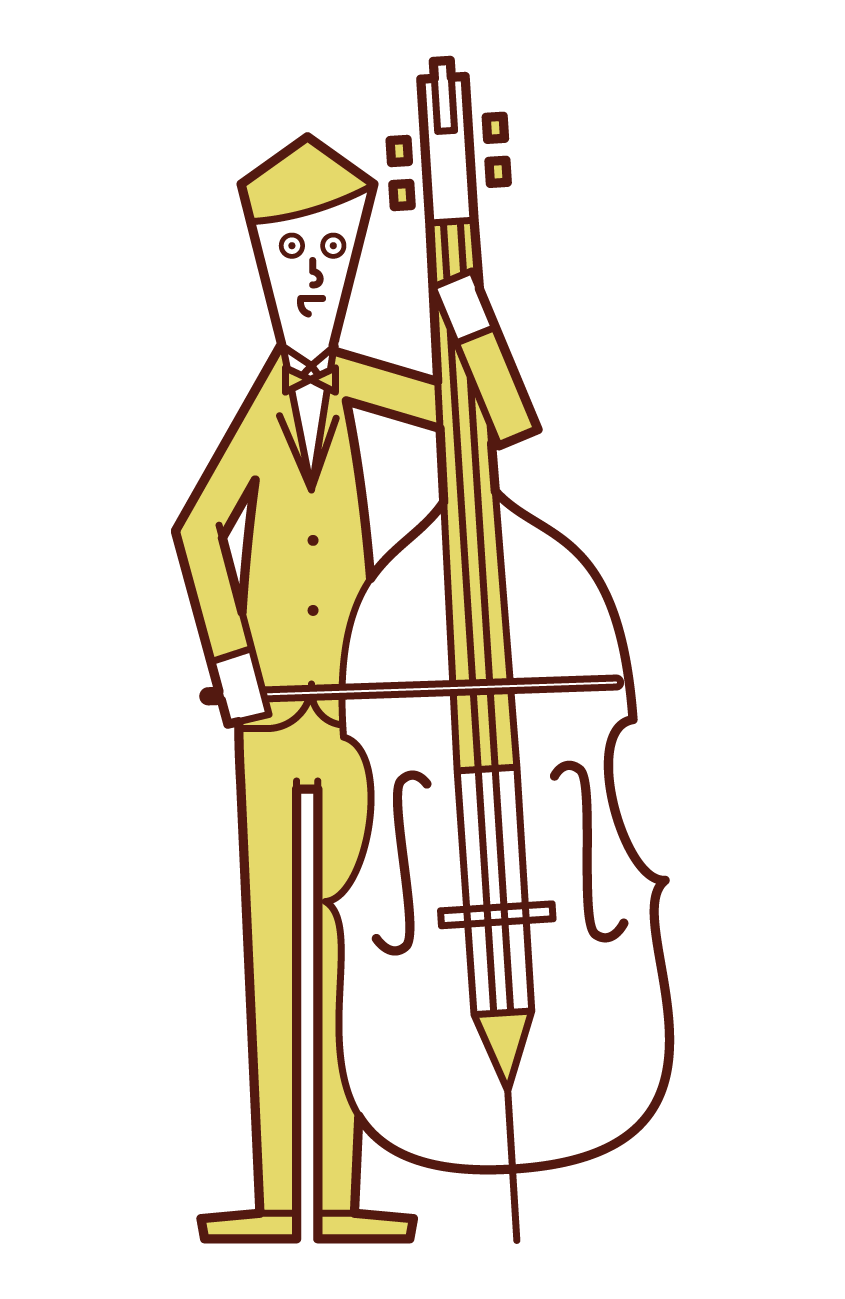 Illustration of a double bass player (male)