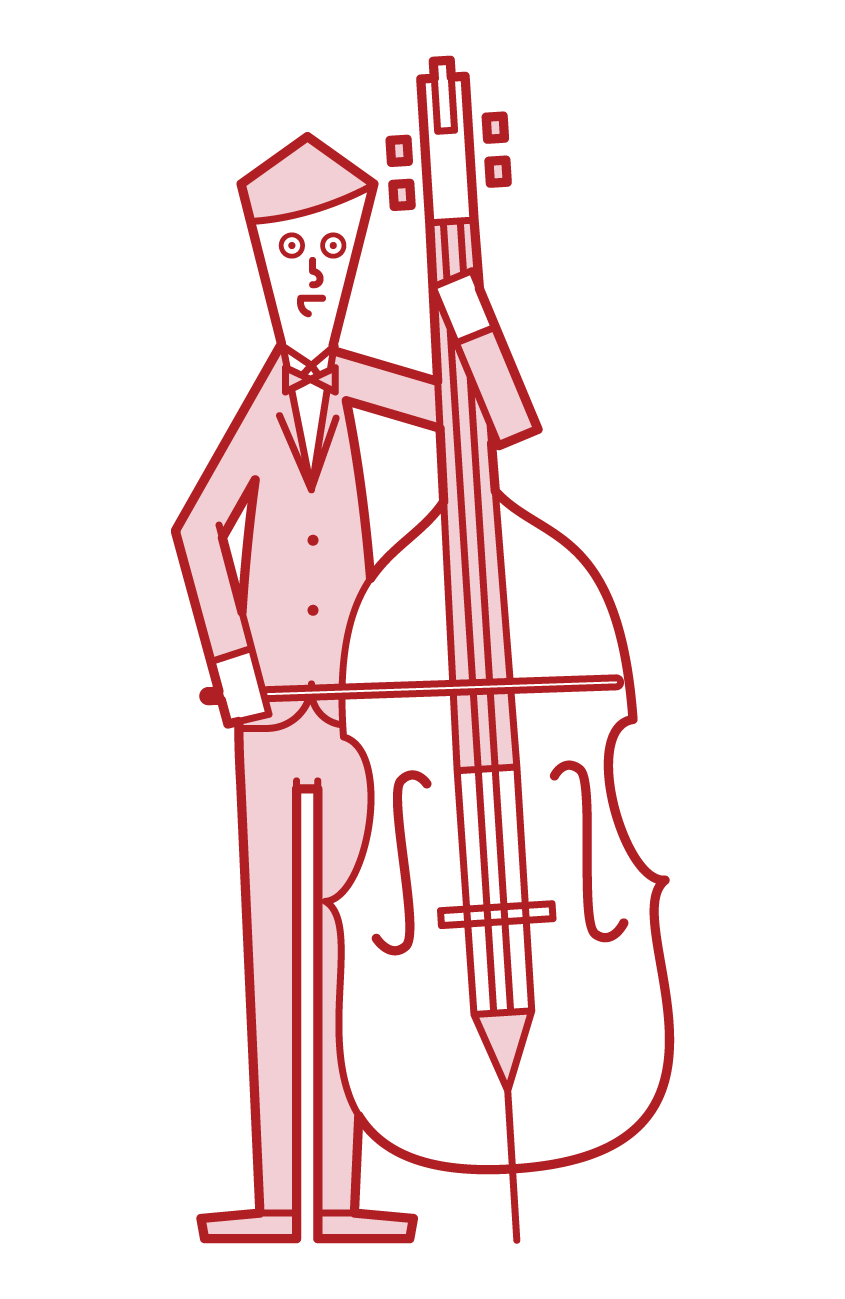 Illustration of a double bass player (male)