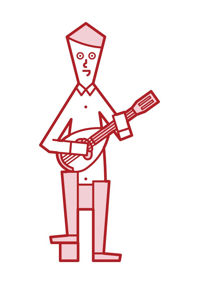 Illustration of a man (man) playing a mandolin