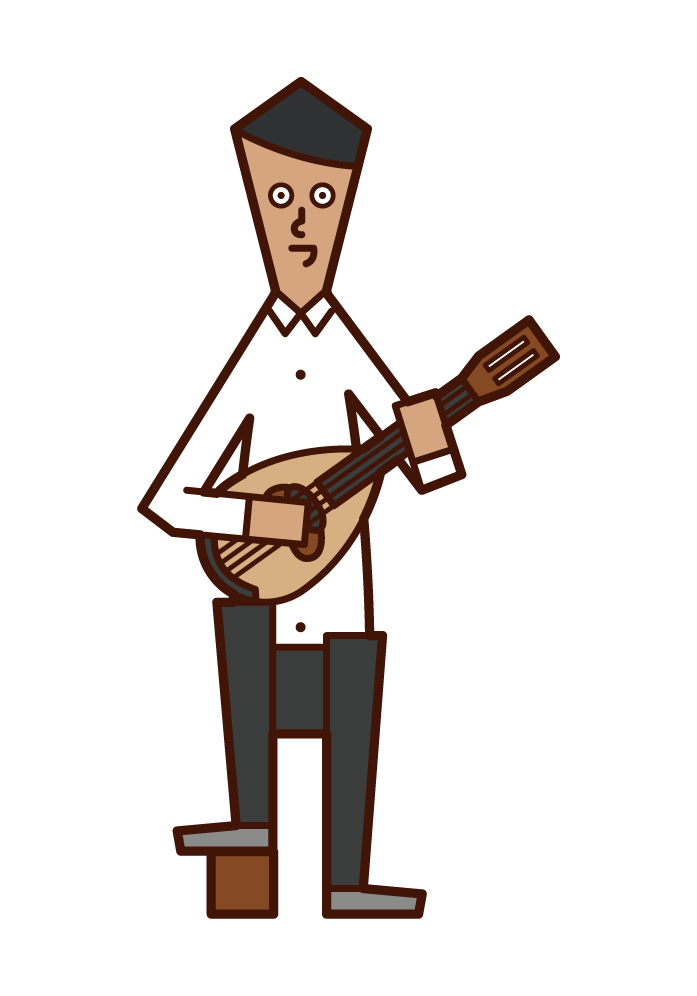 Illustration of a man (man) playing a mandolin