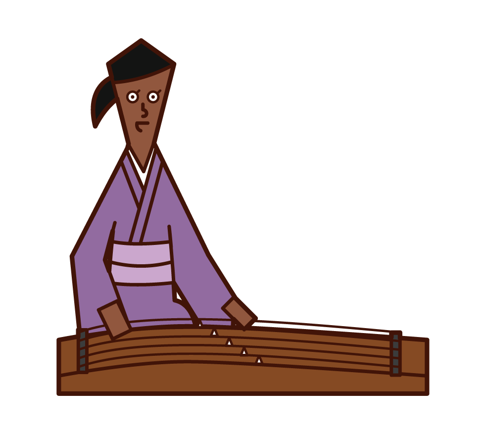 Illustration of a woman playing a koto