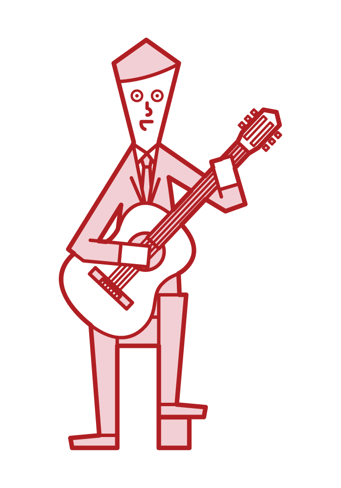 演奏古典吉他的人（男性）的插圖