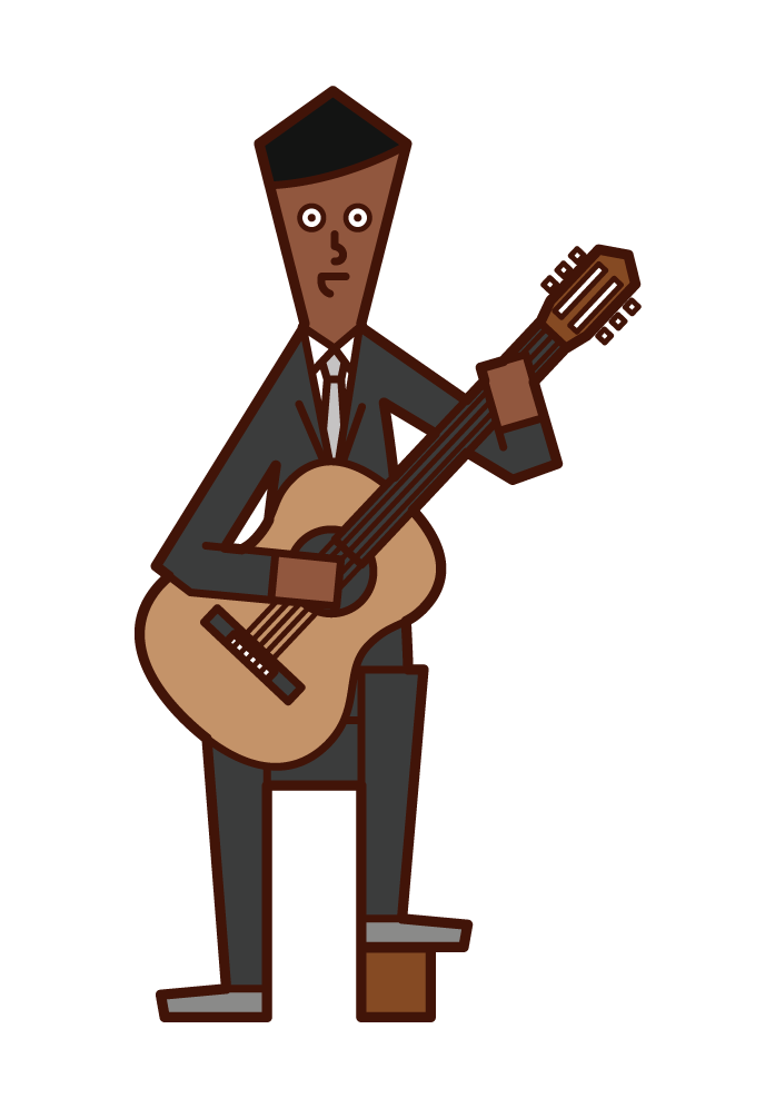 클래식 기타를 연주하는 사람 (남성)의 그림
