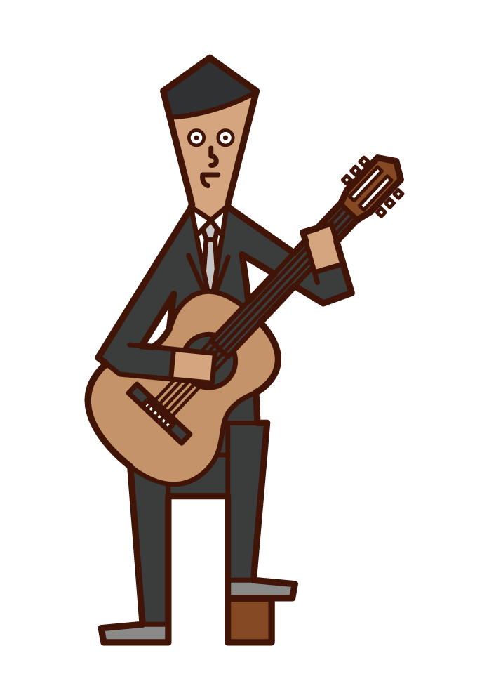 Illustration of a man playing classical guitar