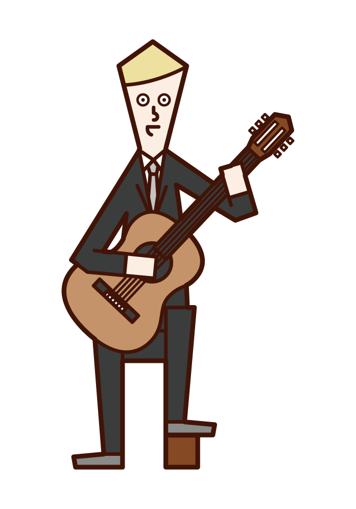 演奏古典吉他的人（男性）的插圖