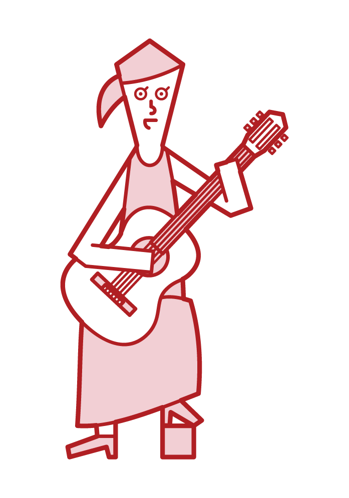 演奏古典吉他的人（女性）的插圖