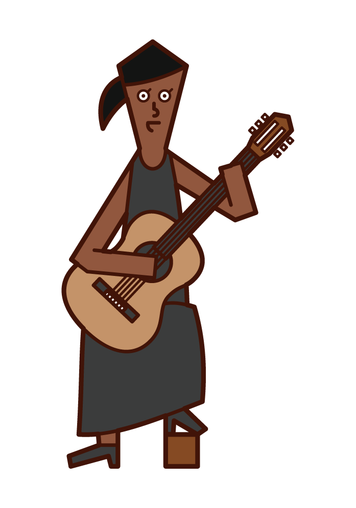Illustration of a woman playing classical guitar
