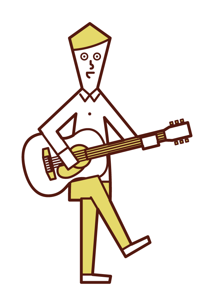 어쿠스틱 기타를 연주하는 사람 (남성)의 그림