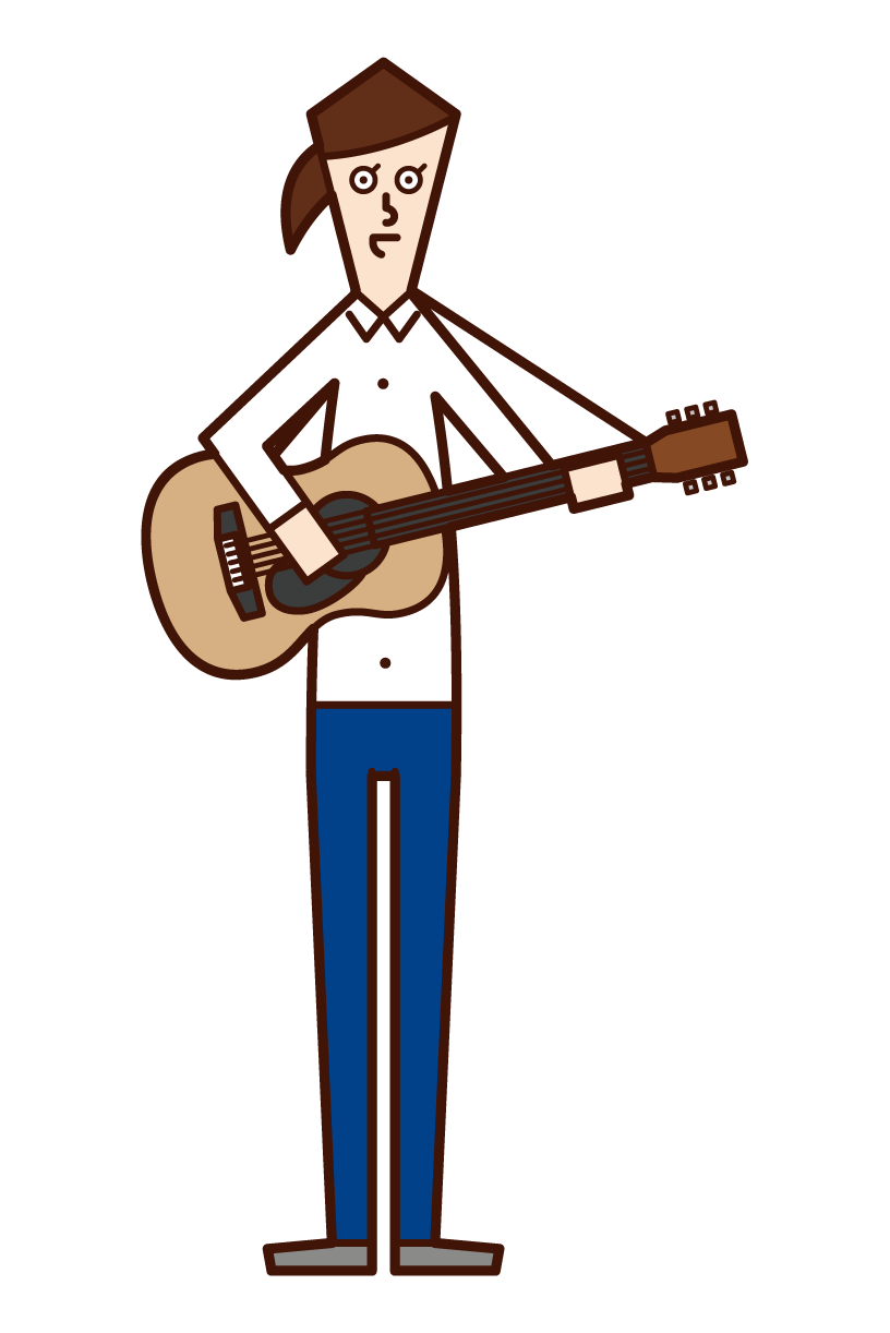 彈吉他的人（女性）的插圖