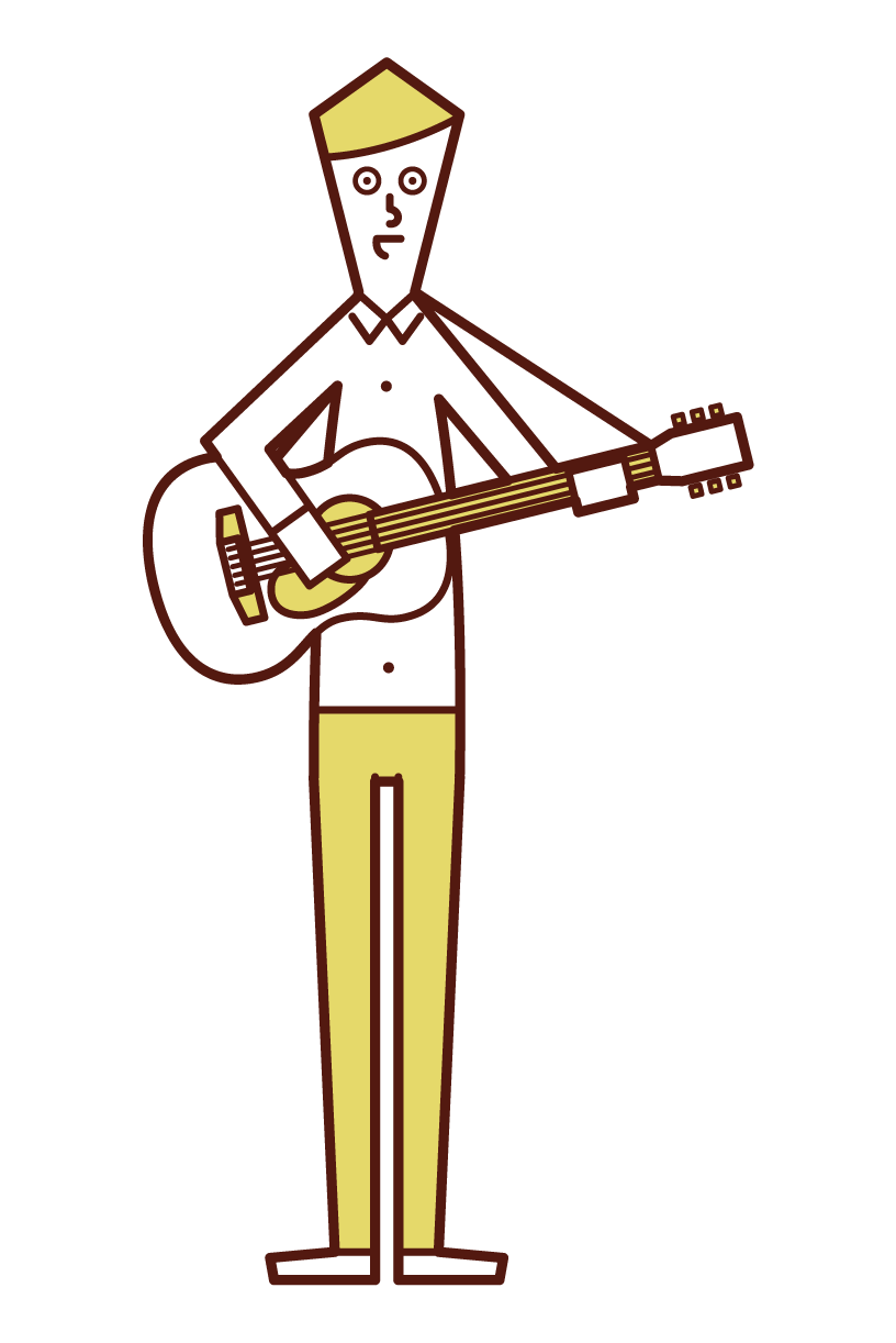 ギターを演奏する人（男性）のイラスト