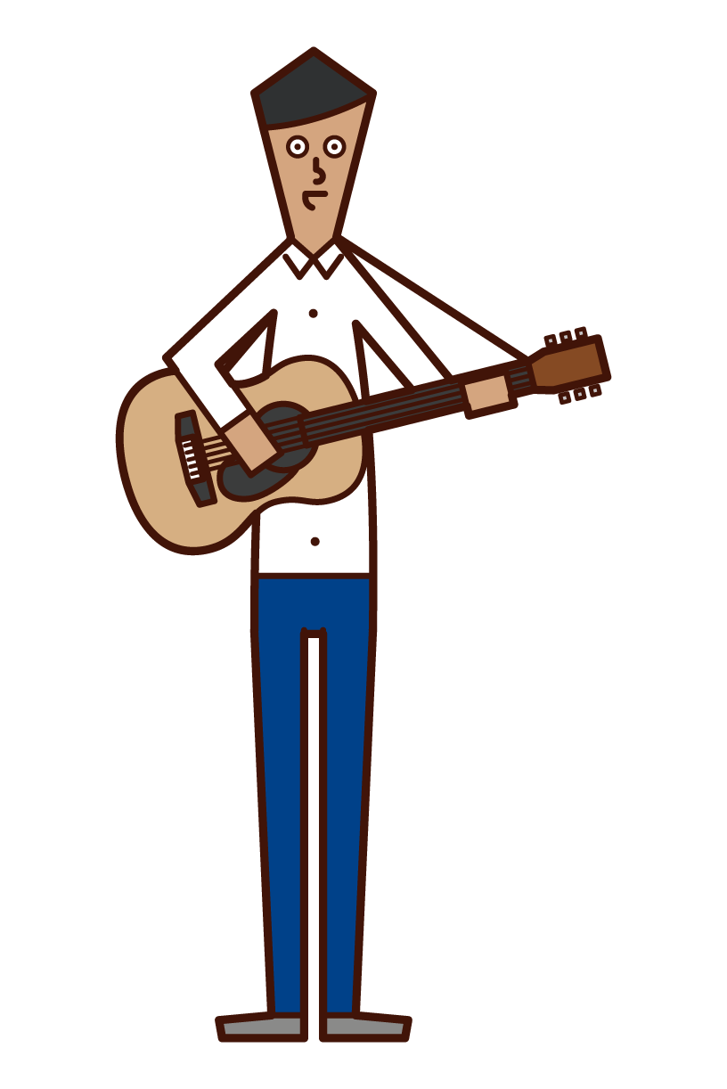 ギターを演奏する人（男性）のイラスト