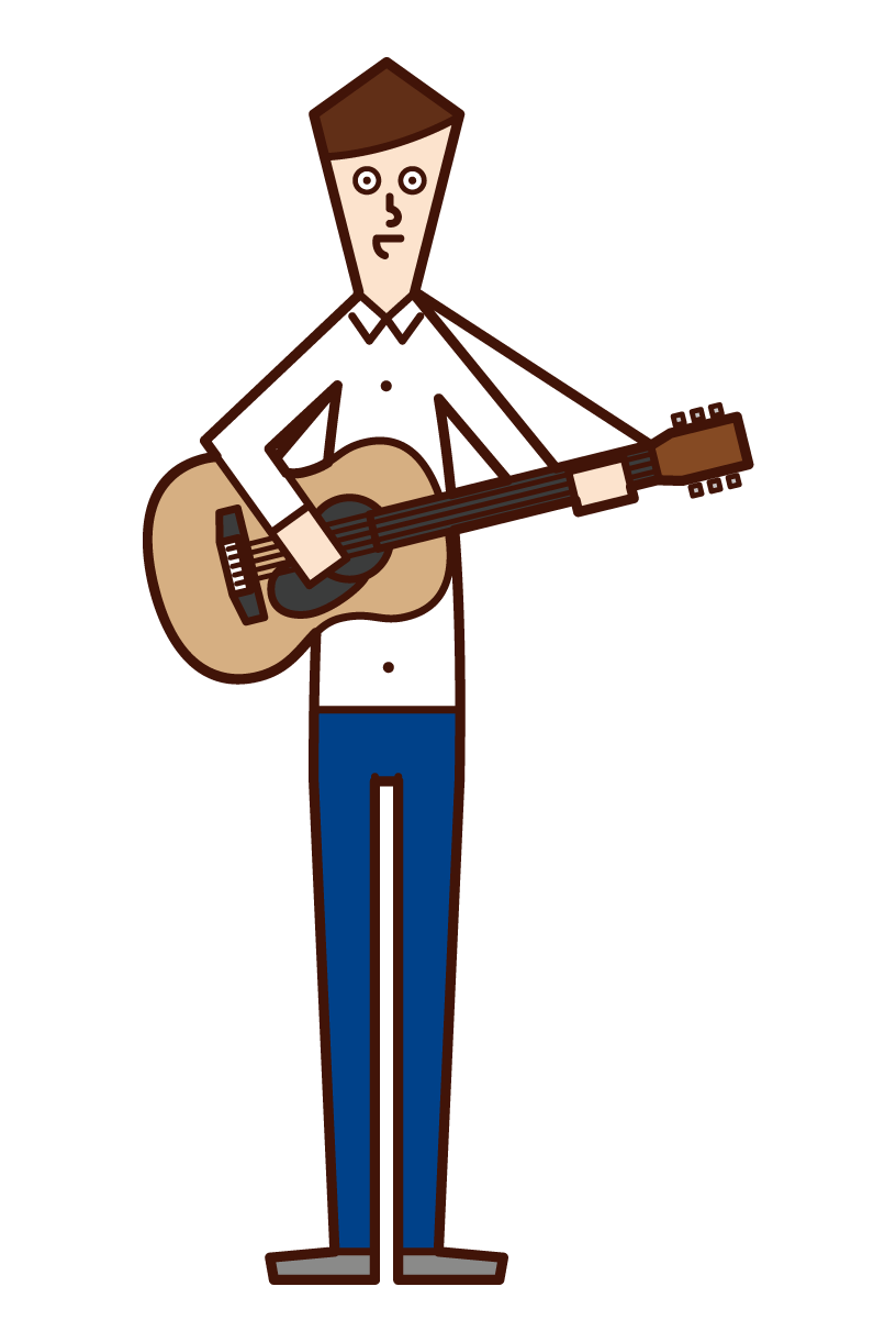 彈吉他的人（男性）的插圖