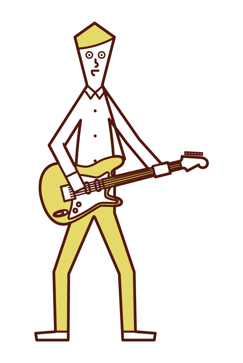 エレキギターを演奏する人（男性）のイラスト