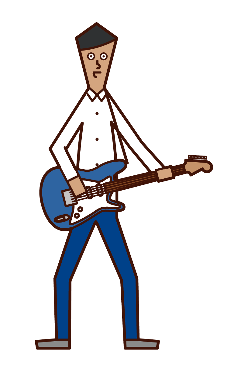 일렉트릭 기타를 연주하는 사람 (남성)의 그림