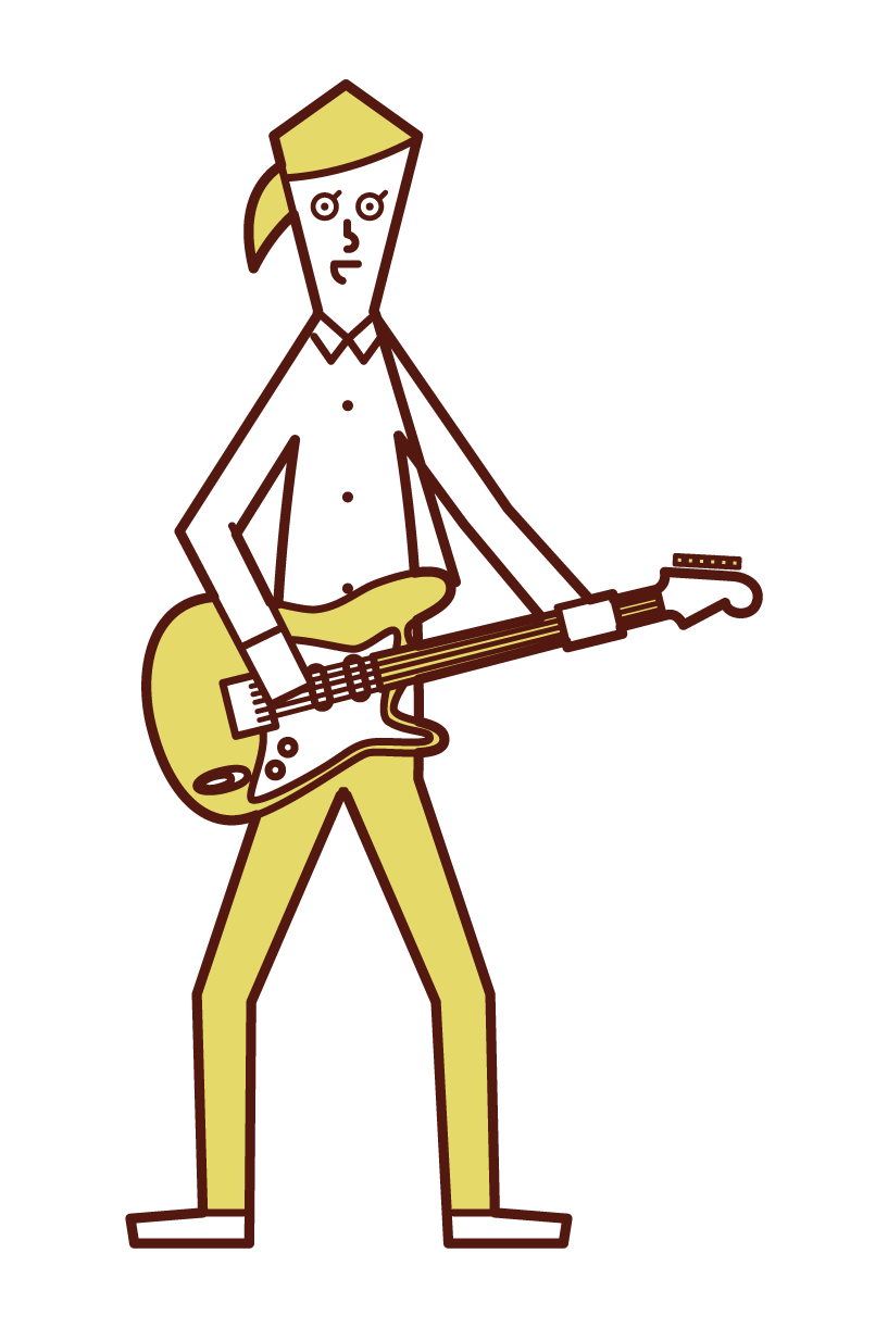 Illustration of a woman playing an electric guitar